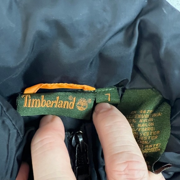 Timberland Vest Women's Large Black Quilted Puffer Full Zip Logo Outdoors Hunter - Picture 15 of 15